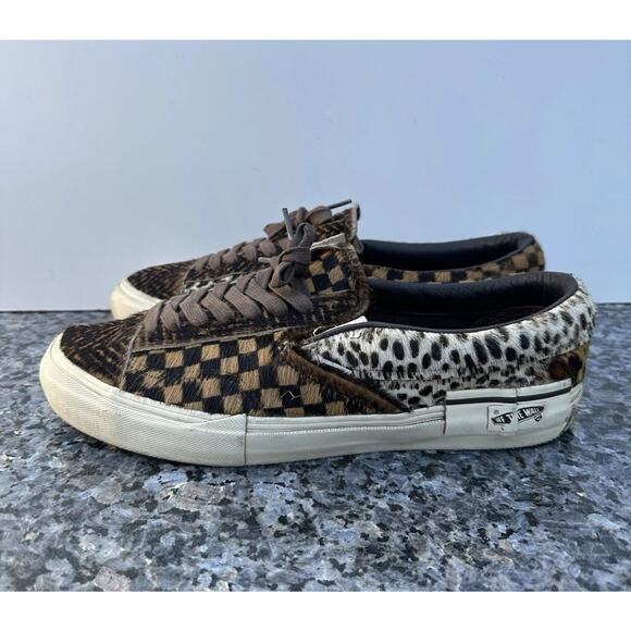 Damaged VANS VAULT SLIP-ON CAP LX Cut Paste Multi Pony-Hair Checkerboard Men 12 - Picture 1 of 13